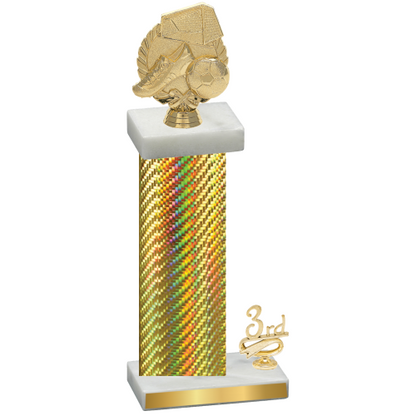 Accented Single Gold Carbon Fiber Third Place Soccer Trophy