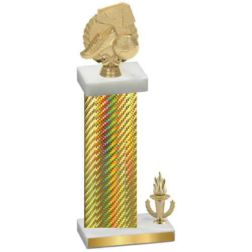 Accented Single Gold Carbon Fiber Victory Soccer Trophy