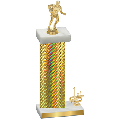 Accented Single Gold Carbon Fiber First Place Rugby Trophy