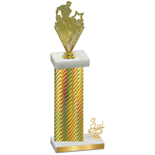 Accented Single Gold Carbon Fiber Third Place Rugby Trophy