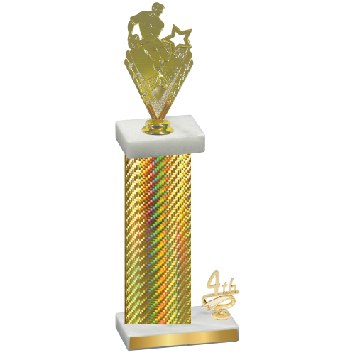 Accented Single Gold Carbon Fiber Fourth Place Rugby Trophy