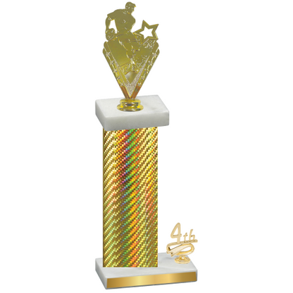 Accented Single Gold Carbon Fiber Fourth Place Rugby Trophy