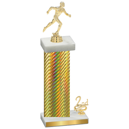 Accented Single Gold Carbon Fiber Second Place Running Trophy