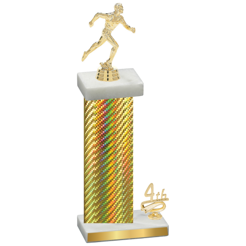 Accented Single Gold Carbon Fiber Fourth Place Running Trophy