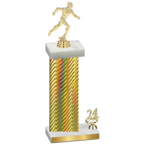 Accented Single Gold Carbon Fiber Year Running Trophy