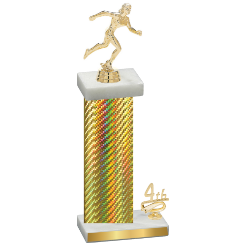 Accented Single Gold Carbon Fiber Fourth Place Running Trophy