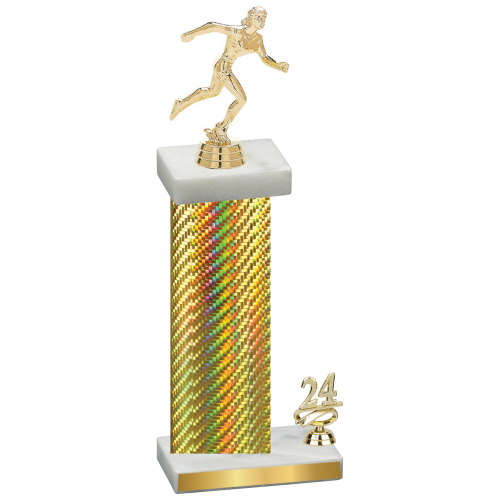 Accented Single Gold Carbon Fiber Year Running Trophy