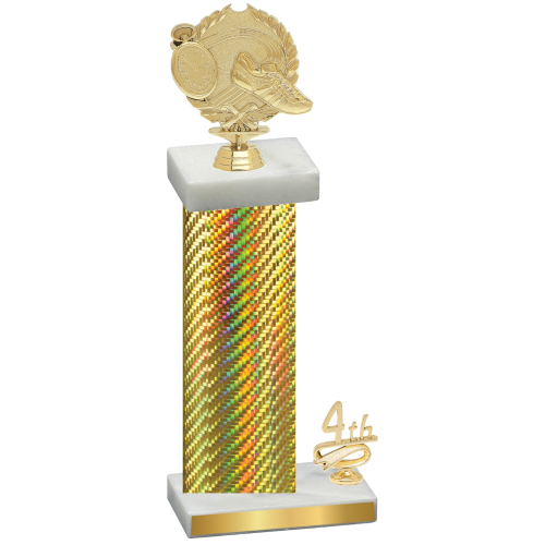 Accented Single Gold Carbon Fiber Fourth Place Running Trophy