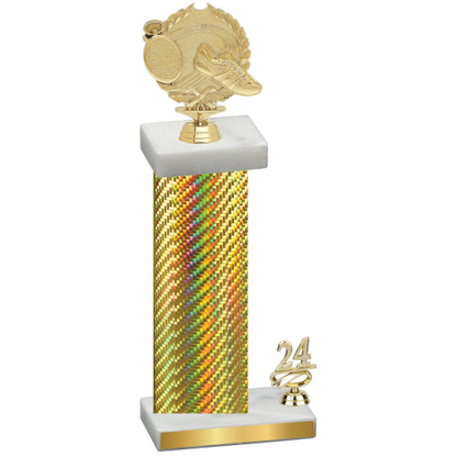 Accented Single Gold Carbon Fiber Year Running Trophy