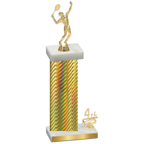 Accented Single Gold Carbon Fiber Fourth Place Tennis Trophy