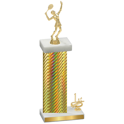 Accented Single Gold Carbon Fiber First Place Tennis Trophy