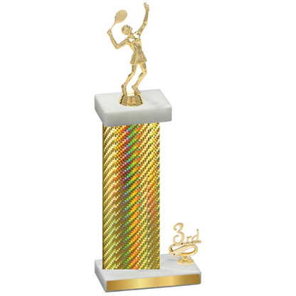 Accented Single Gold Carbon Fiber Third Place Tennis Trophy