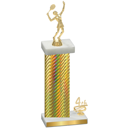 Accented Single Gold Carbon Fiber Fourth Place Tennis Trophy