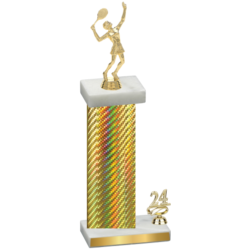 Accented Single Gold Carbon Fiber Year Tennis Trophy