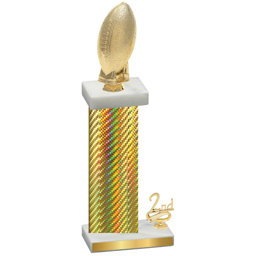 Accented Single Gold Carbon Fiber Second Place Football Trophy