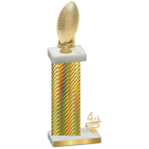 Accented Single Gold Carbon Fiber Fourth Place Football Trophy
