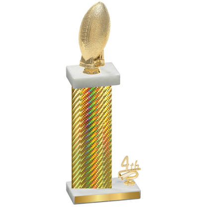 Accented Single Gold Carbon Fiber Fourth Place Football Trophy
