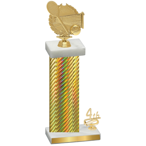Accented Single Gold Carbon Fiber Fourth Place Tennis Trophy
