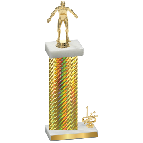 Accented Single Gold Carbon Fiber First Place Wrestling Trophy