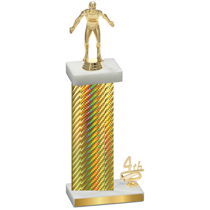 Accented Single Gold Carbon Fiber Fourth Place Wrestling Trophy