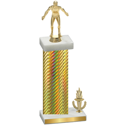 Accented Single Gold Carbon Fiber Victory Wrestling Trophy