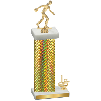 Accented Single Gold Carbon Fiber First Place Bowling Trophy