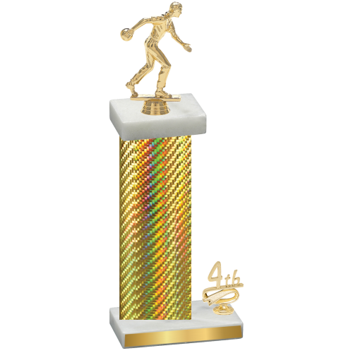 Accented Single Gold Carbon Fiber Fourth Place Bowling Trophy