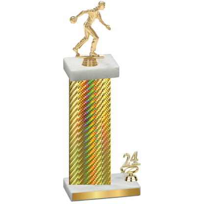 Accented Single Gold Carbon Fiber Year Bowling Trophy