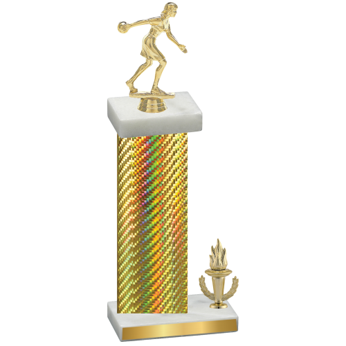 Accented Single Gold Carbon Fiber Victory Bowling Trophy