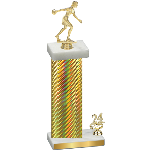 Accented Single Gold Carbon Fiber Year Bowling Trophy