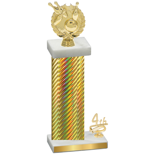 Accented Single Gold Carbon Fiber Fourth Place Bowling Trophy