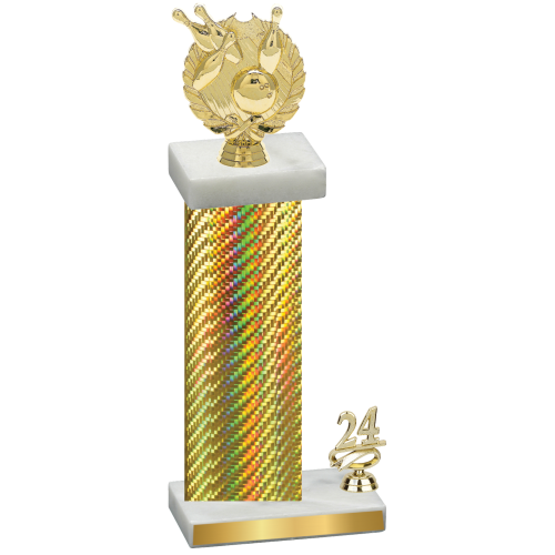 Accented Single Gold Carbon Fiber Year Bowling Trophy