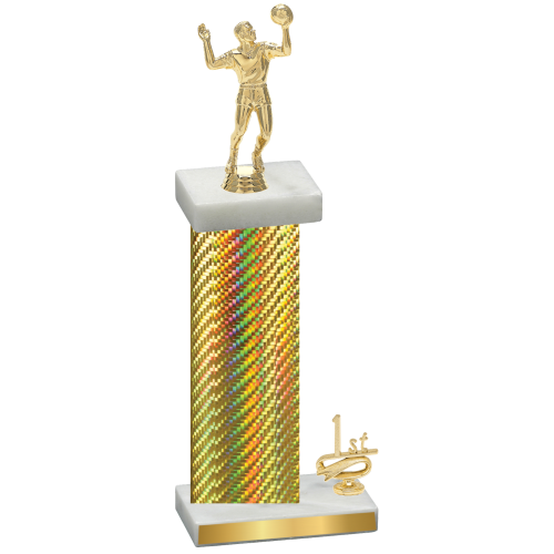 Accented Single Gold Carbon Fiber First Place Volleyball Trophy