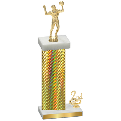 Accented Single Gold Carbon Fiber Second Place Volleyball Trophy