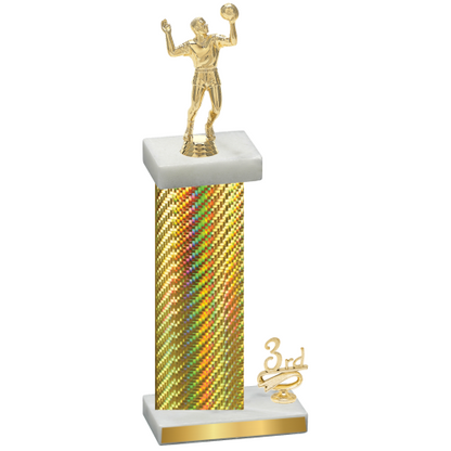 Accented Single Gold Carbon Fiber Third Place Volleyball Trophy