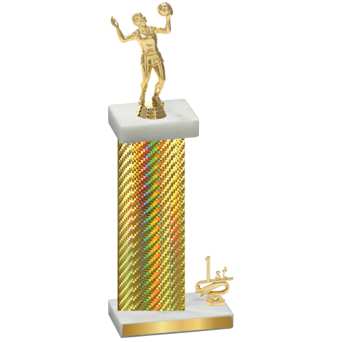 Accented Single Gold Carbon Fiber First Place Volleyball Trophy