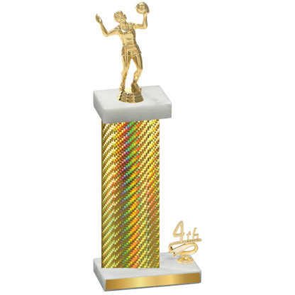 Accented Single Gold Carbon Fiber Fourth Place Volleyball Trophy