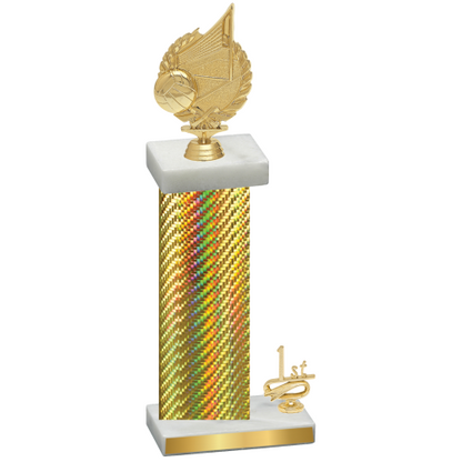 Accented Single Gold Carbon Fiber First Place Volleyball Trophy