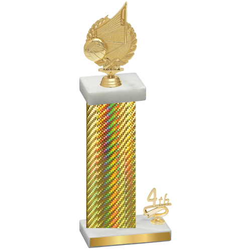 Accented Single Gold Carbon Fiber Fourth Place Volleyball Trophy