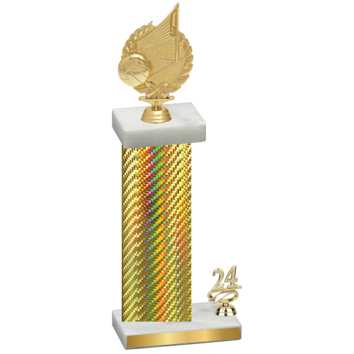 Accented Single Gold Carbon Fiber Year Volleyball Trophy