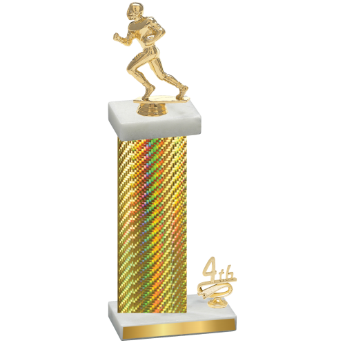 Accented Single Gold Carbon Fiber Fourth Place Football Trophy