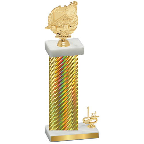 Accented Single Gold Carbon Fiber First Place Swimming Trophy