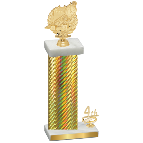 Accented Single Gold Carbon Fiber Fourth Place Swimming Trophy