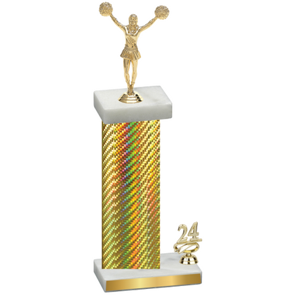 Accented Single Gold Carbon Fiber Year Cheerleading Trophy