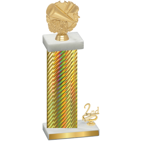 Accented Single Gold Carbon Fiber Second Place Cheerleading Trophy