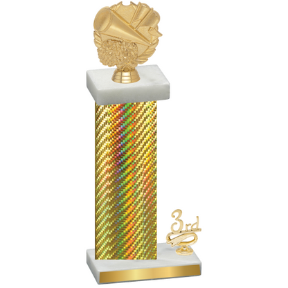 Accented Single Gold Carbon Fiber Third Place Cheerleading Trophy