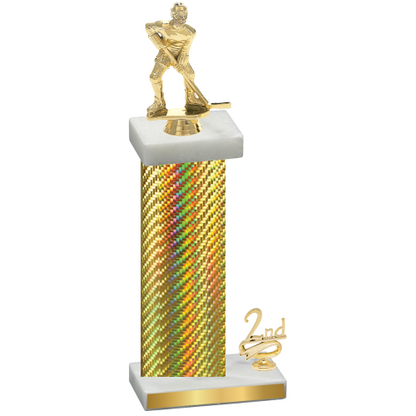 Accented Single Gold Carbon Fiber Second Place Hockey Trophy