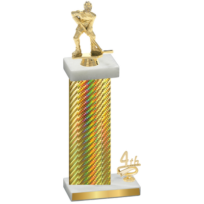 Accented Single Gold Carbon Fiber Fourth Place Hockey Trophy