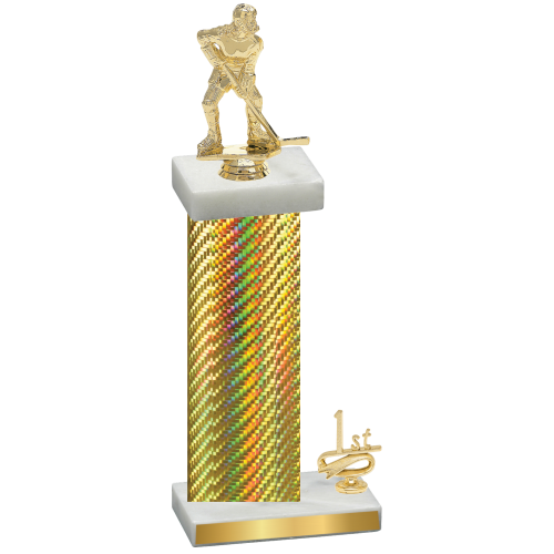 Accented Single Gold Carbon Fiber First Place Hockey Trophy