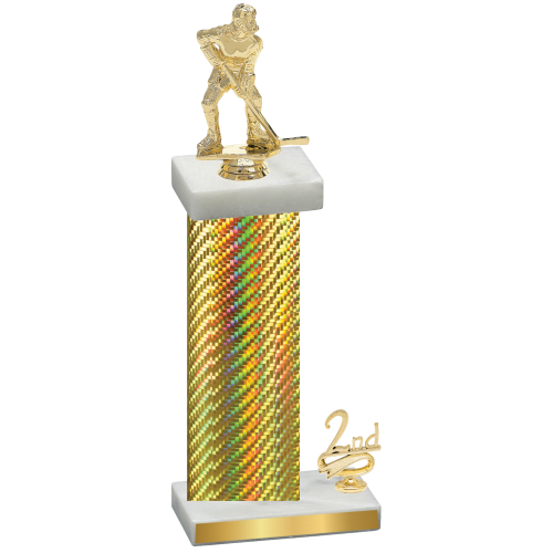 Accented Single Gold Carbon Fiber Second Place Hockey Trophy